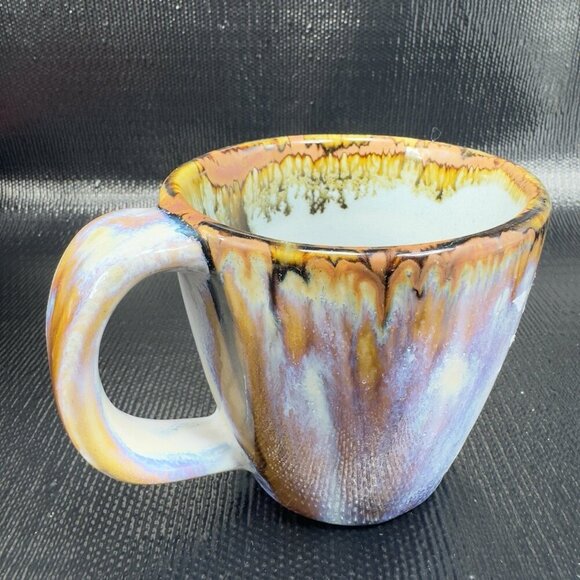 Ken Edwards Pottery Mexican Stoneware Pottery Coffee Mugs Cups Set 2 Drip Glaze - Picture 10 of 16
